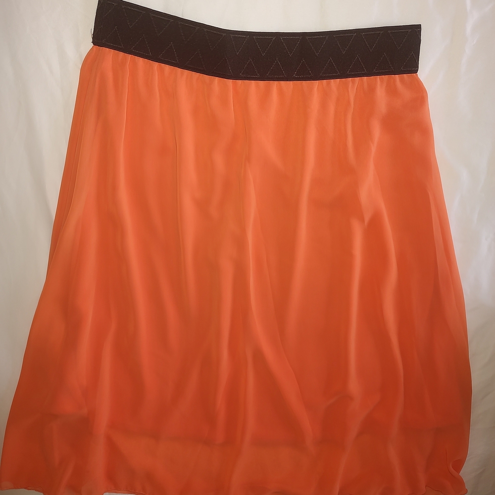LuLaRoe Vibrant Orange Skirt with Dark Waistband